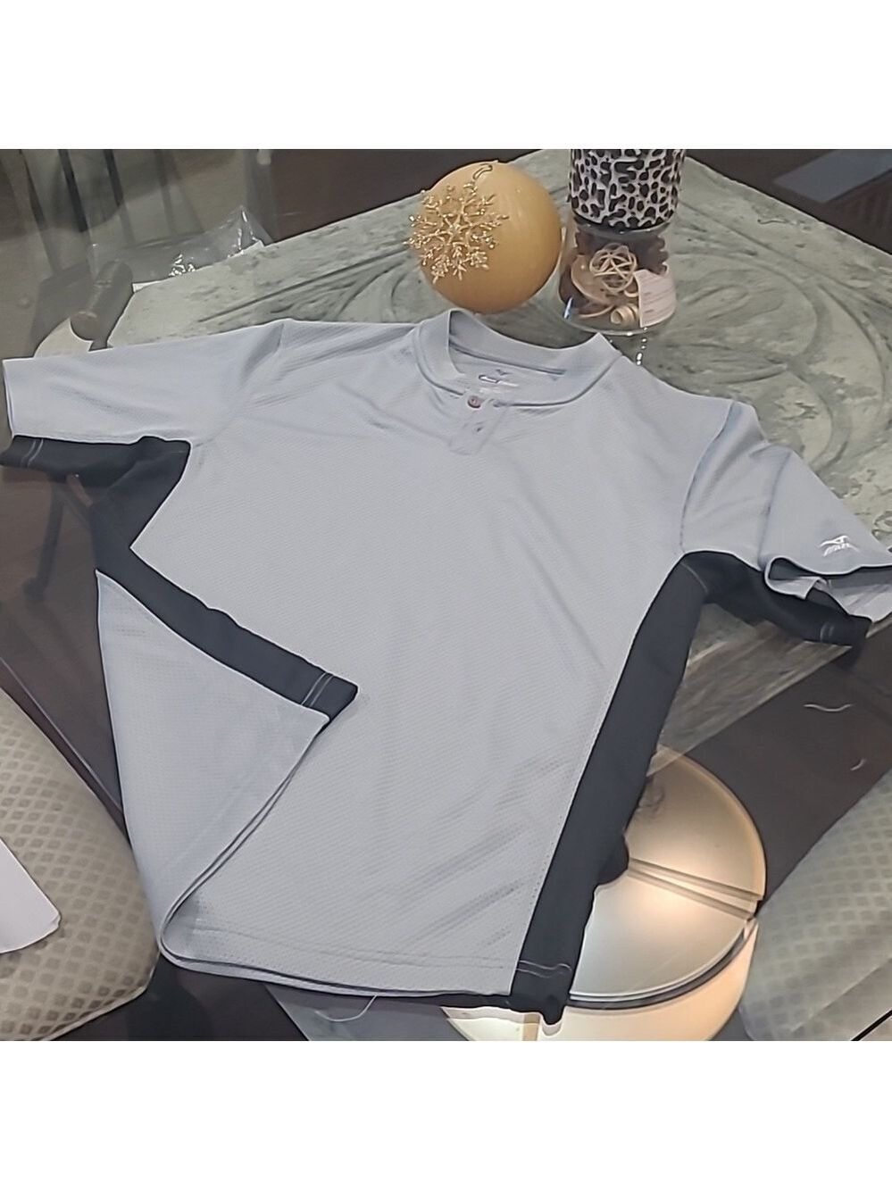 MIZUNO DRYLITE LIGHTWEIGHT PERFORMANCE PATERNED TEE SHIRT GRAY S new